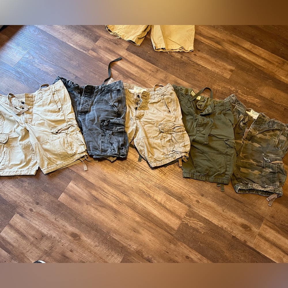 Abercrombie & Fitch Men's Cargo Shorts - Tan, Black, khaki, Green, Camo